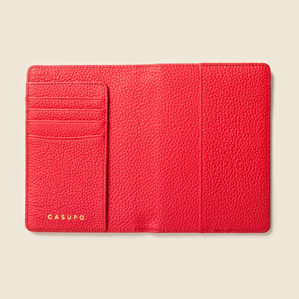 Leather Passport Wallet with RFID - Red CASUPO