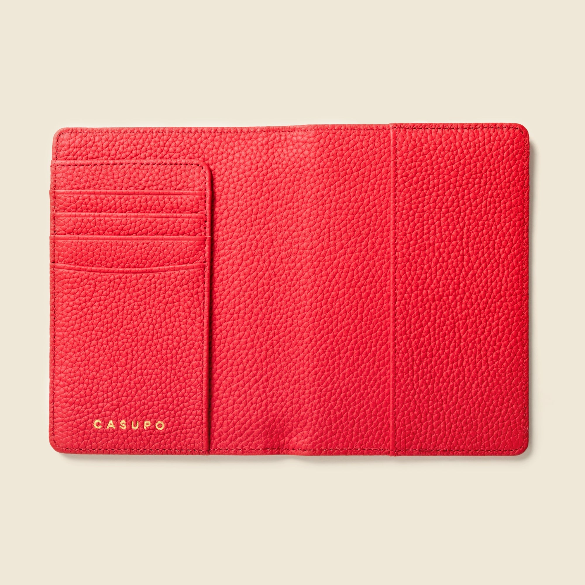Leather Passport Wallet with RFID - Red CASUPO