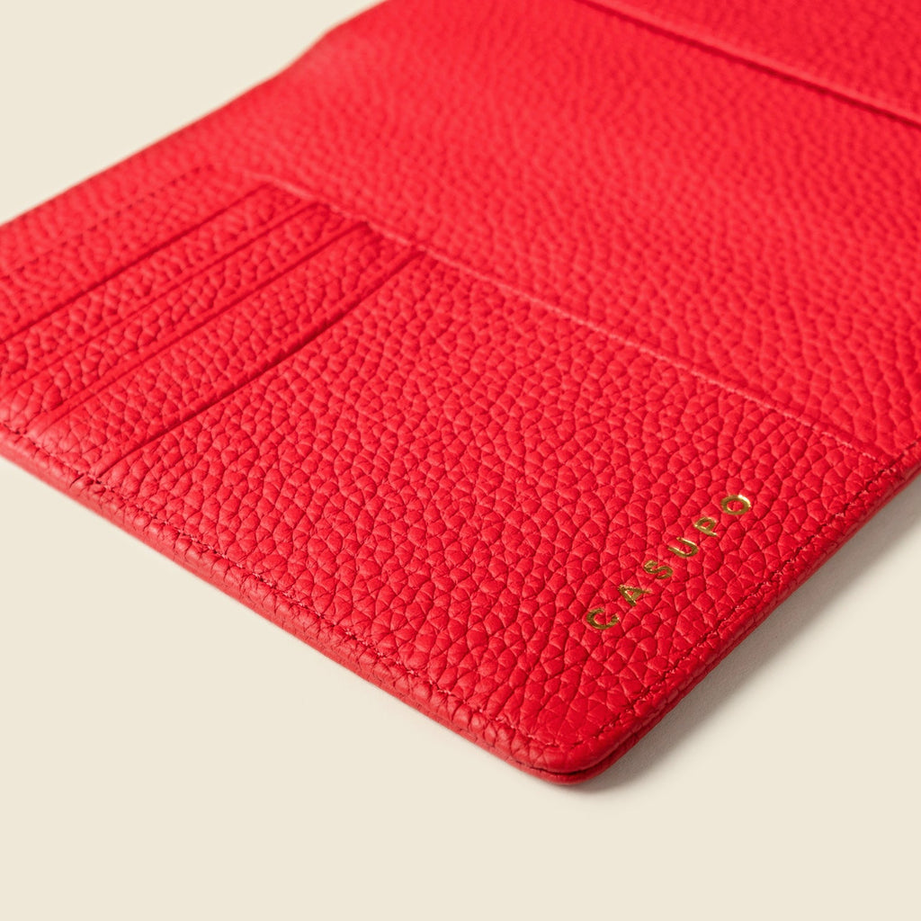 Leather Passport Wallet with RFID - Red CASUPO