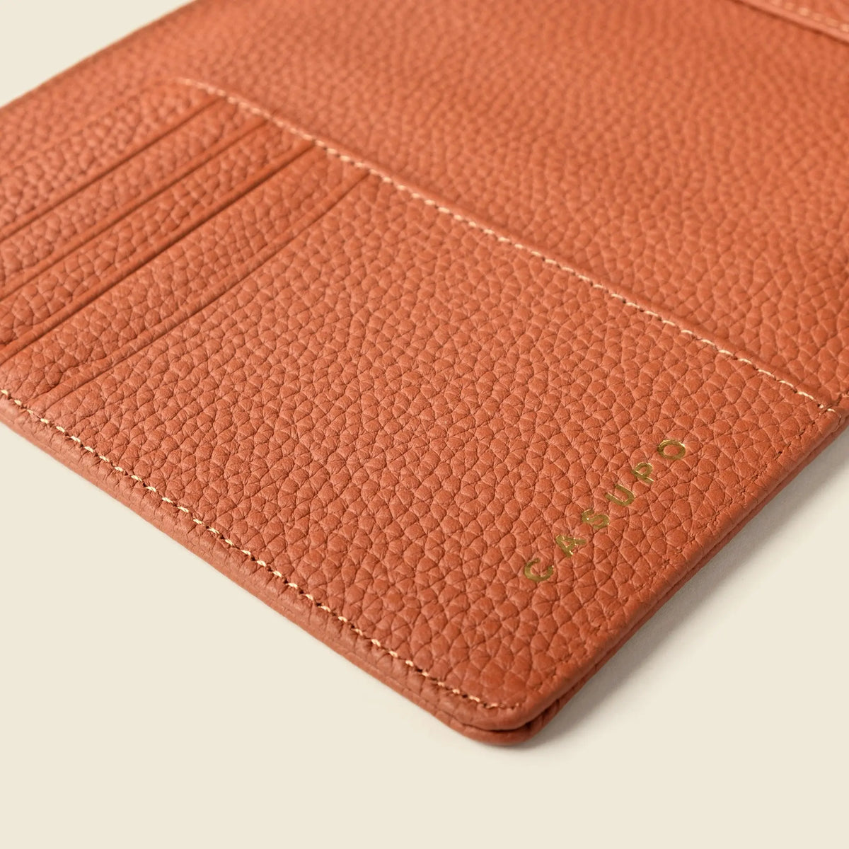 Leather Passport Wallet with RFID - Tan CASUPO