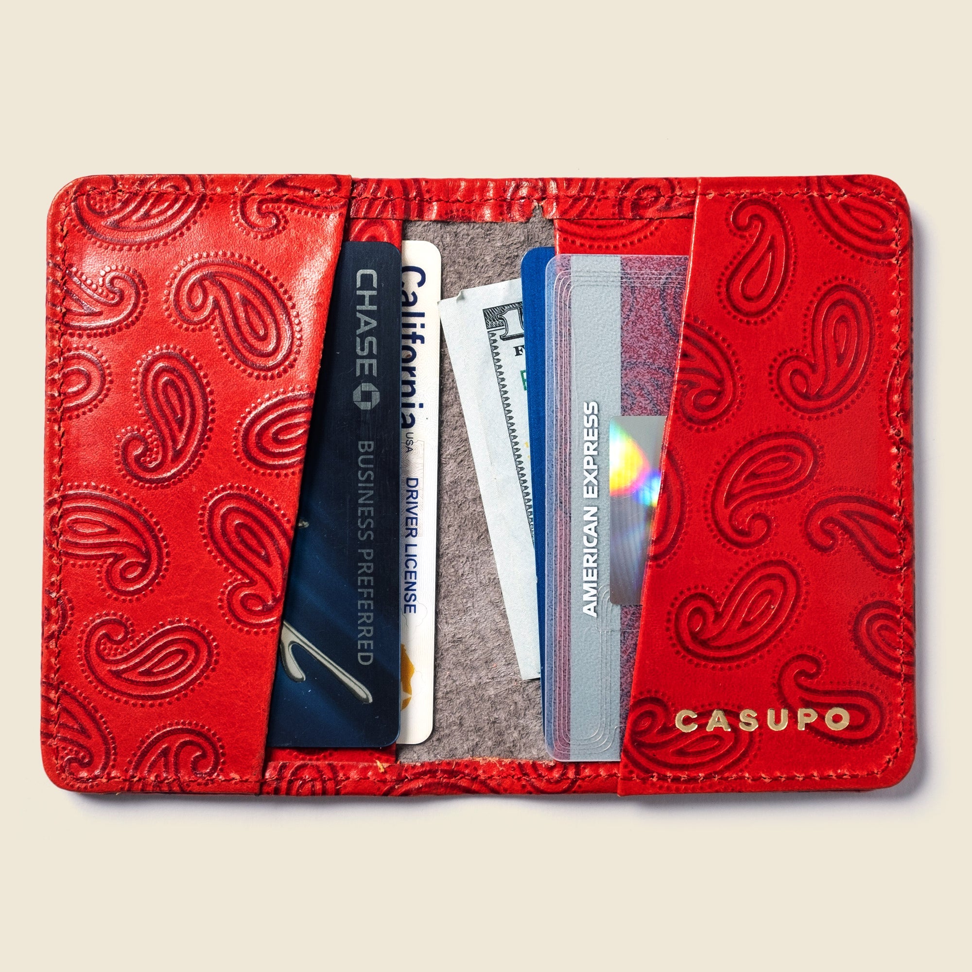 Compact Bifold with RFID Protection - Red Paisley CASUPO