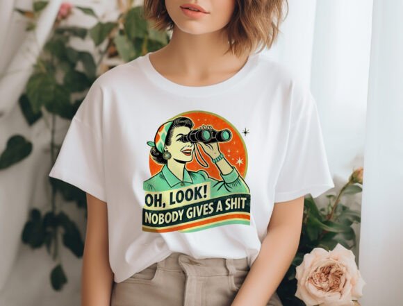 Funny Retro Woman Unisex Bamboo/Cotton Graphic T-Shirt Spun Bamboo
