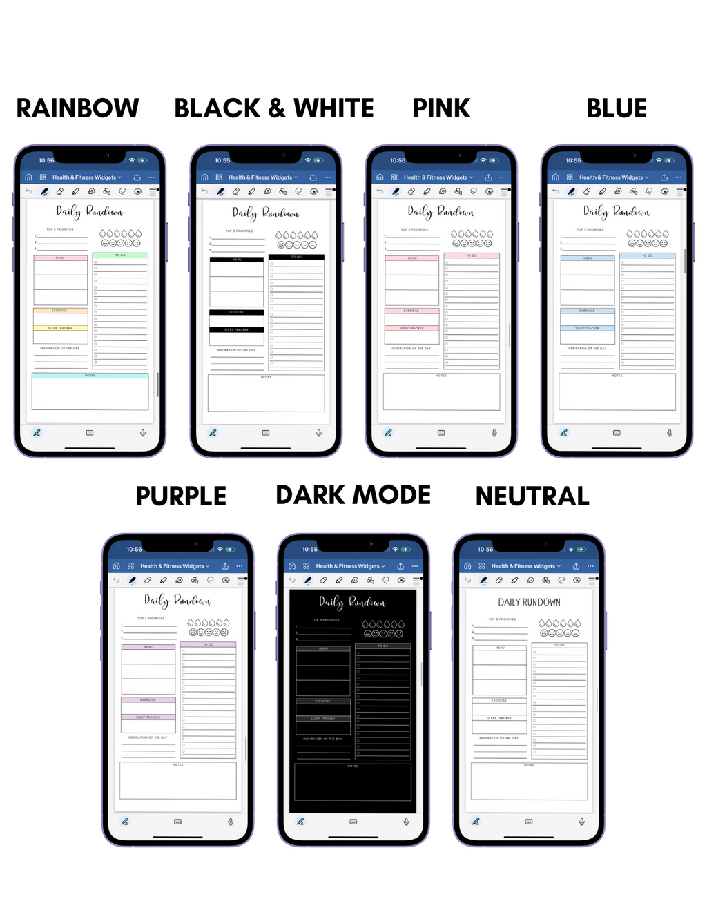 Digital Phone Planner Health & Fitness Widgets Jessica Autumn