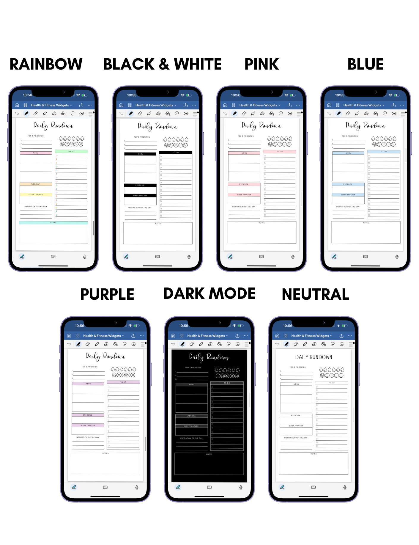 Digital Phone Planner Health & Fitness Widgets Jessica Autumn