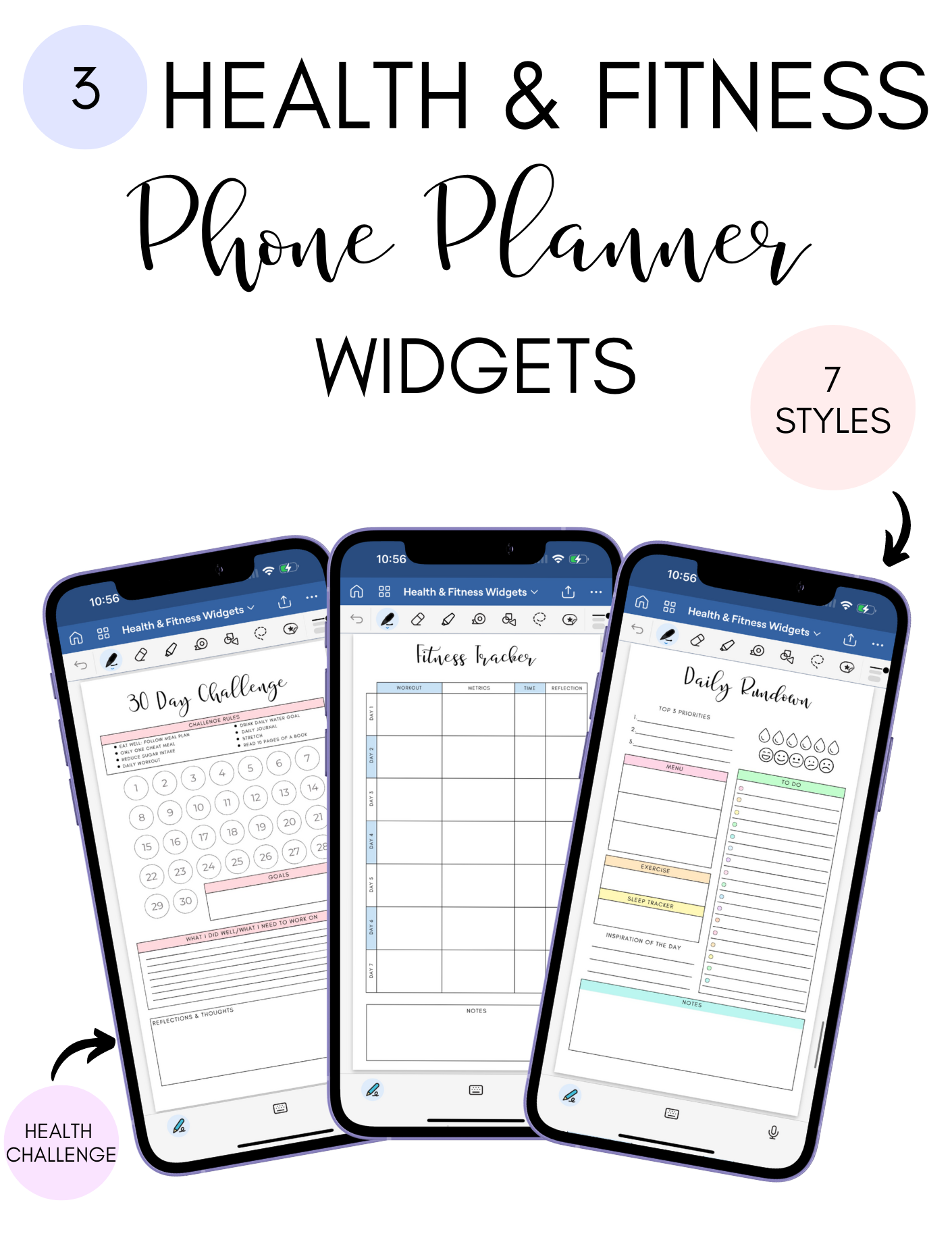 Digital Phone Planner Health & Fitness Widgets Jessica Autumn