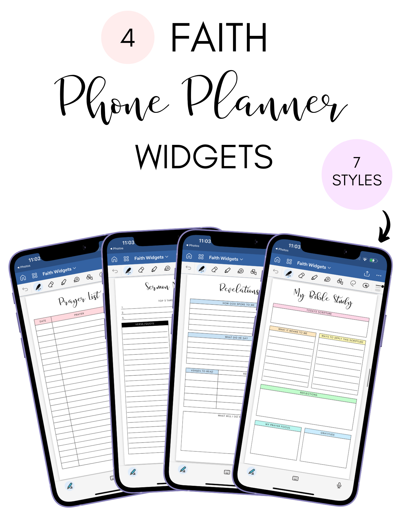 Digital Phone Planner Faith Widgets Jessica Autumn