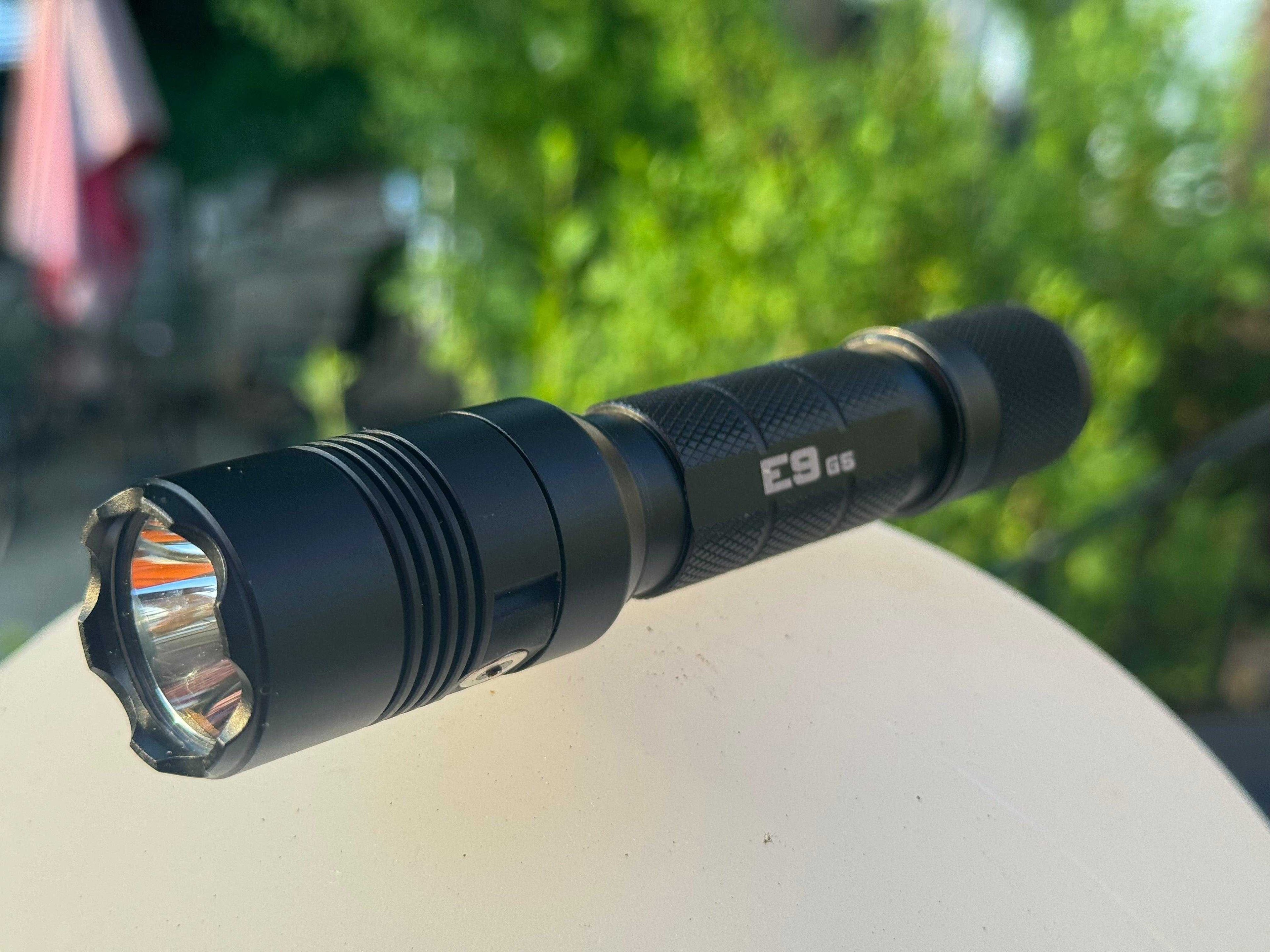 E9 GEN5 Long Throw- 3,000 Lumen  388 Meter  Tactical EDC Flashlight Powertac