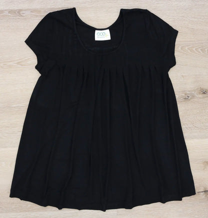 Clearance Women's Bamboo Viscose Pleated Lounge Top Black Spun Bamboo
