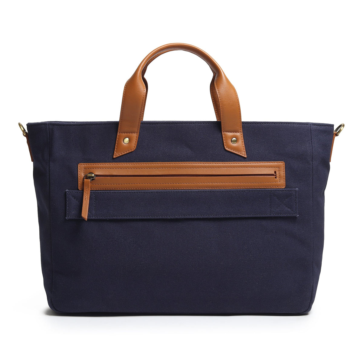 Voyager Canvas Leather Briefcase, Dark Blue Classy Leather Bags