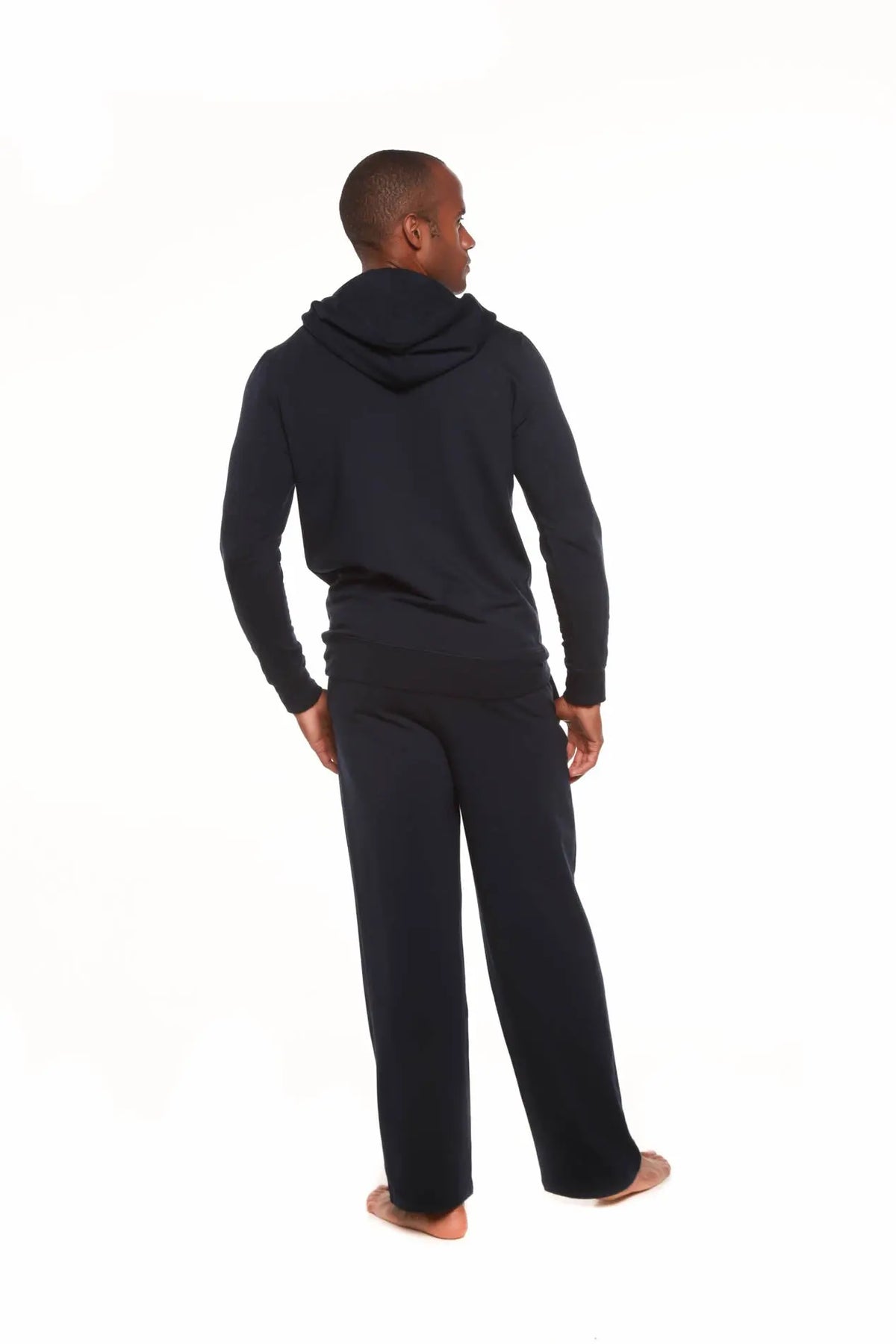 Men's Henley Style Bamboo Viscose Fleece Hoodie + Fleece Lounge Pants Spun Bamboo