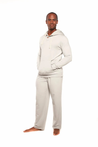 Men's Henley Style Bamboo Viscose Fleece Hoodie + Fleece Lounge Pants Spun Bamboo