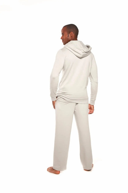 Men's Henley Style Bamboo Viscose Fleece Hoodie + Fleece Lounge Pants Spun Bamboo