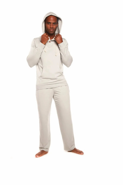 Men's Henley Style Bamboo Viscose Fleece Hoodie + Fleece Lounge Pants Spun Bamboo