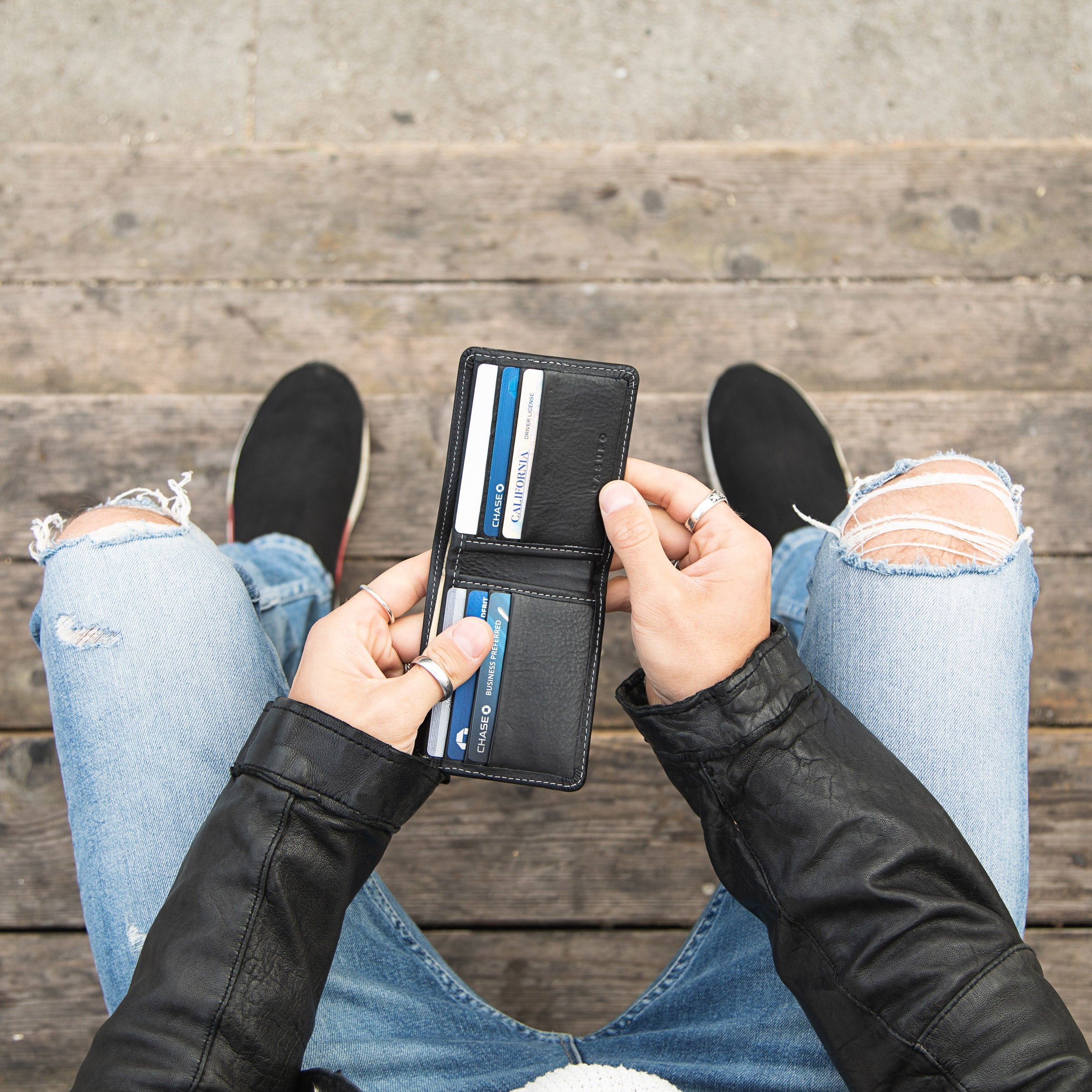 Large Billfold Wallet with RFID protection - Black CASUPO