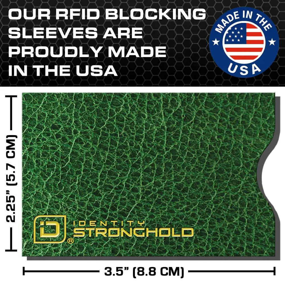 RFID Blocking Credit Card Sleeves - Leather Look 16 Pack ID Stronghold