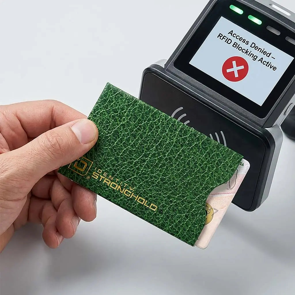 RFID Blocking Credit Card Sleeves - Leather Look 16 Pack ID Stronghold