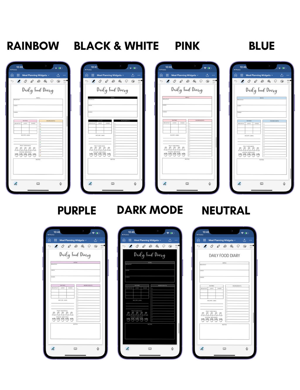 Digital Phone Planner Meal Planner Widgets Jessica Autumn
