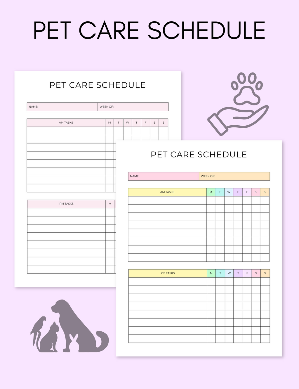 Pet Care Schedule Jessica Autumn