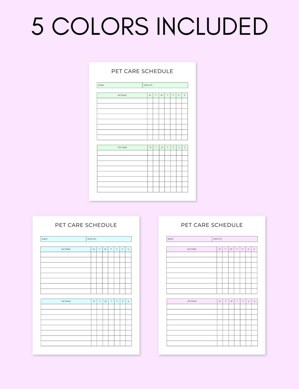 Pet Care Schedule Jessica Autumn