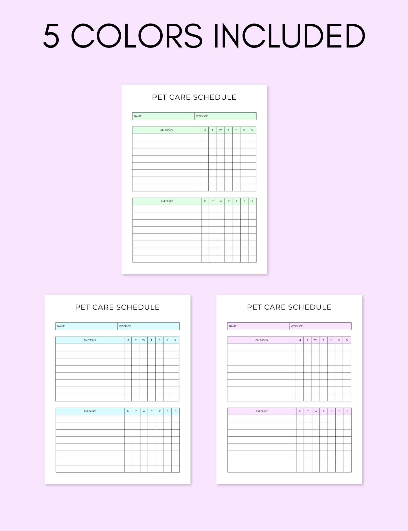 Pet Care Schedule Jessica Autumn