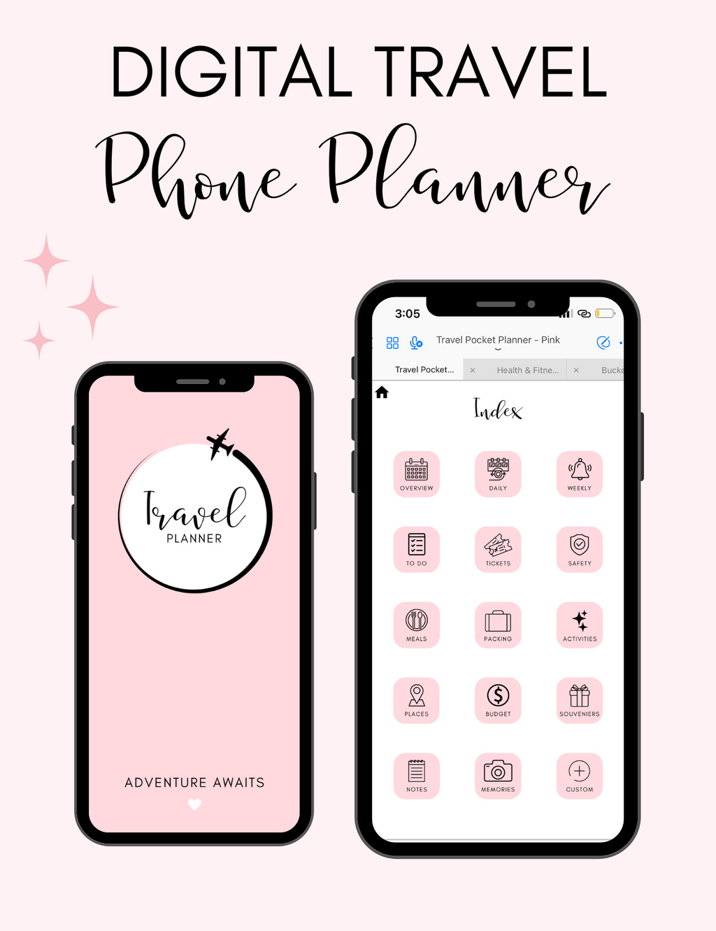 Digital Travel Phone Planner Pink Jessica Autumn