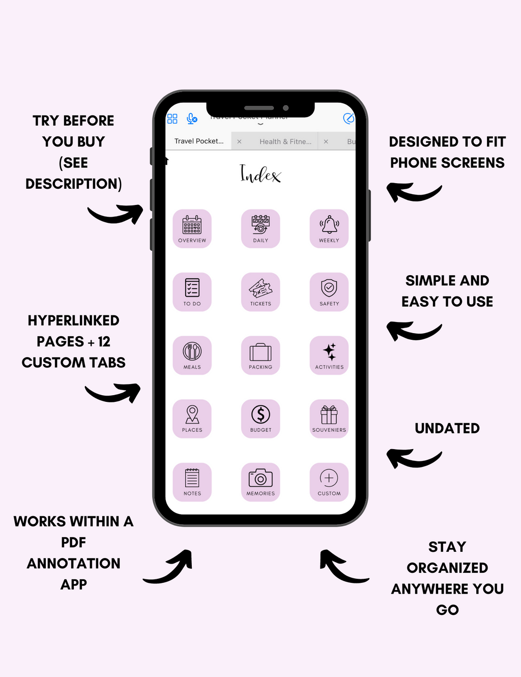 Digital Travel Phone Planner Purple Jessica Autumn