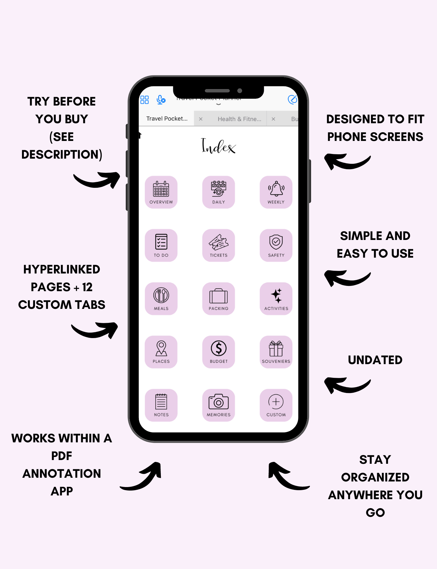 Digital Travel Phone Planner Purple Jessica Autumn