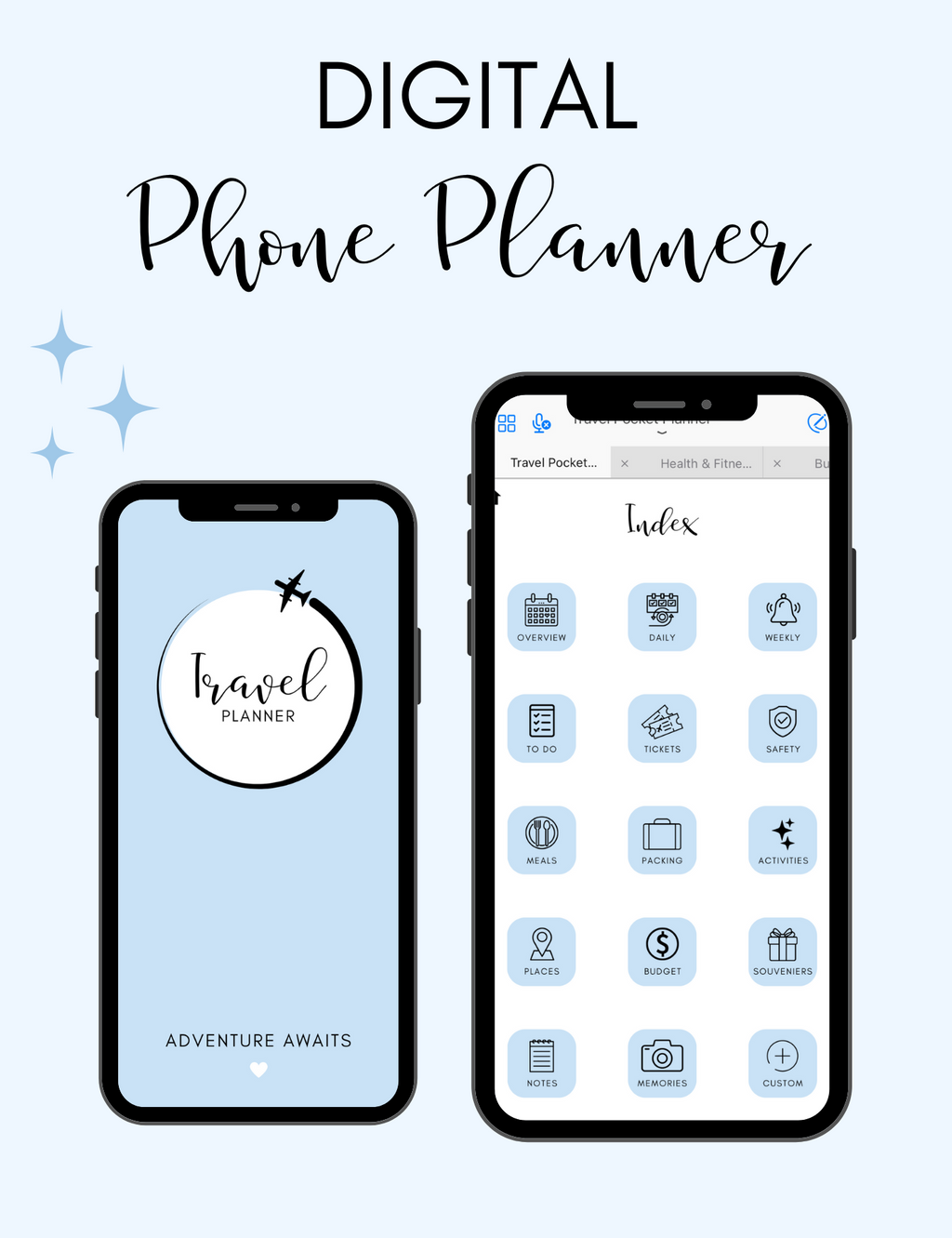 Digital Travel Phone Planner Blue Jessica Autumn