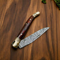 Handmade Damascus Pocket Knife with Wood Handle - 4" Damascus Knife Store