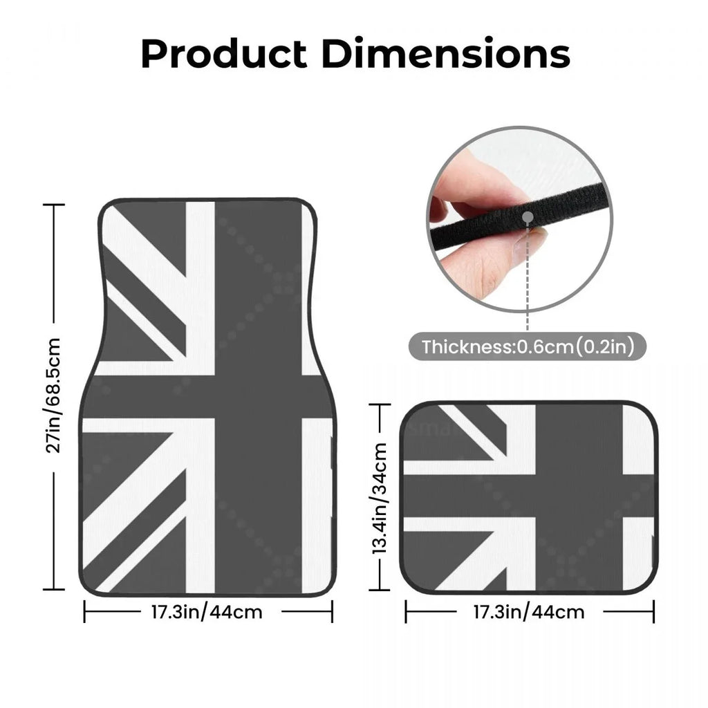 Custom Fit Car Floor Mats Front & Rear Set – Union Jack Flag Design – Non-Slip, Easy Clean FanzyMarket