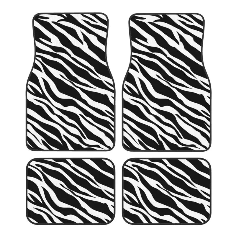 Zebra Stripe Car Floor Mats 4-Piece Non-Slip All-Weather Universal Mats for Sedan SUV FanzyMarket