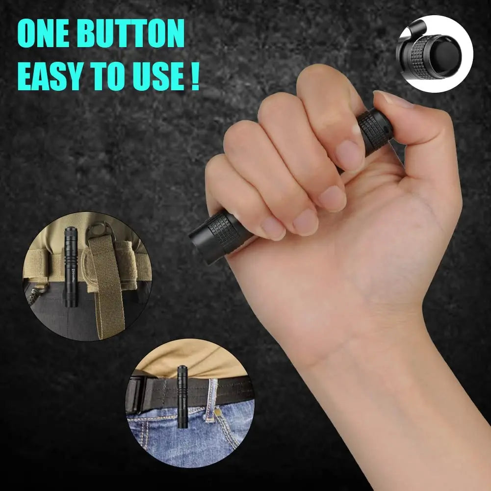 Portable Mini LED Pen Flashlight Pocket Waterproof Handheld Torch Light for Outdoor Camping Hiking Car Repair Emergency Home Use Econic Blanks