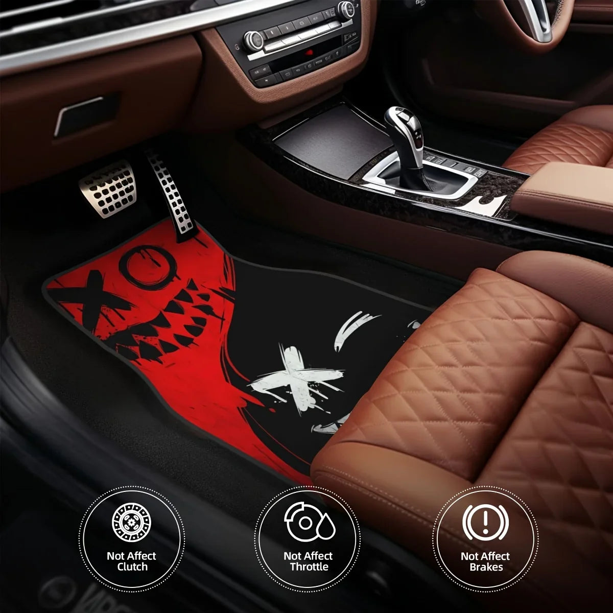 4-Pack Universal Car Floor Mats – Spooky Halloween Red & Black, All-Weather Non-Slip Durable FanzyMarket