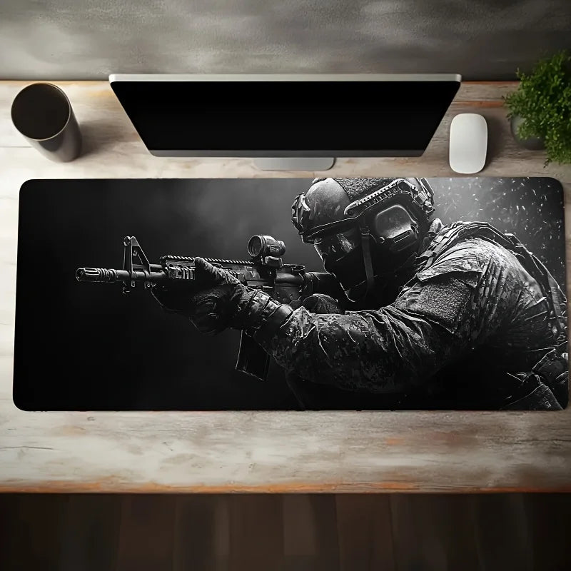 Large Tactical Soldier Mouse Pad – Non-Slip XXL Desk Mat with Stitched Edges, Gaming Accessories for FPS and Home Use WTN Essentials