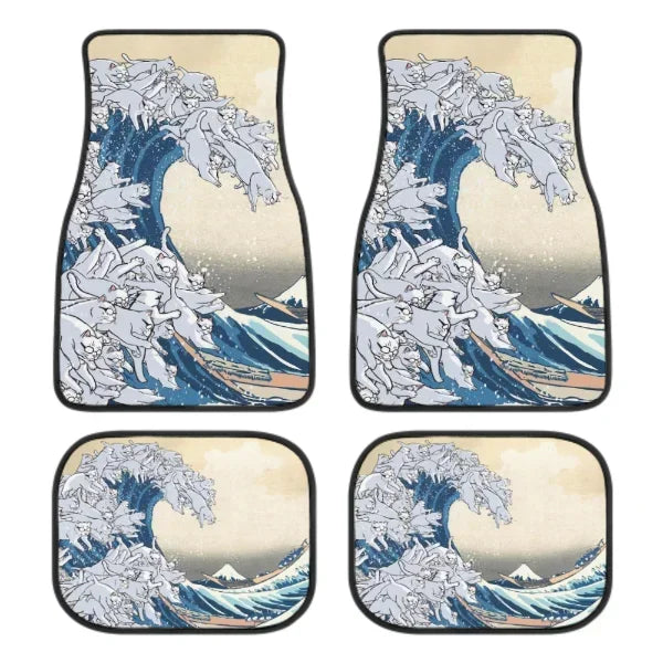 Great Wave Off Kanagawa 4-Piece All-Weather Car Floor Mats - Universal Fit for SUVs, Sedans, Trucks FanzyMarket