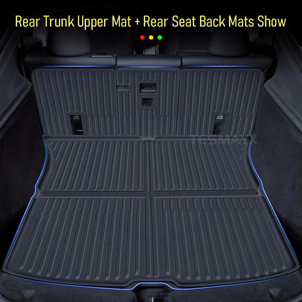 for Tesla Model Y Juniper 2025 2026 Car Floor Mats Cargo Liner Trunk Mats Backrest Kick Pads Protection Car Interior Accessories The Shopper Stop