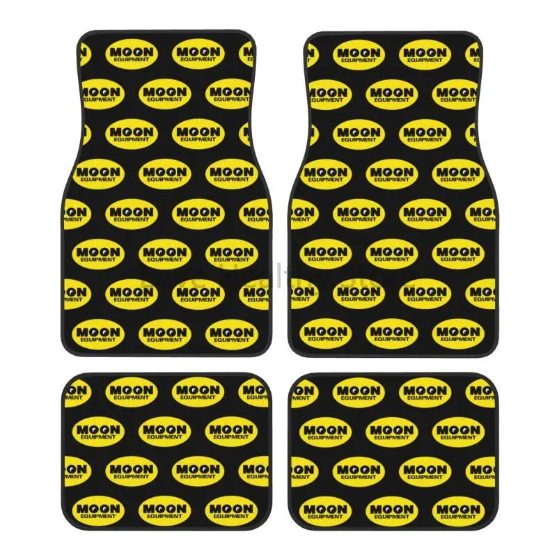 Moon Eyes Motorcycle Racing 4-Piece Car Floor Mats – Front 17.3×27 in (43.9×68.6 cm) & Rear 17.3×13.4 in (43.9×34.0 cm) Neoprene Rubber-Back All-Weather Mats FanzyMarket