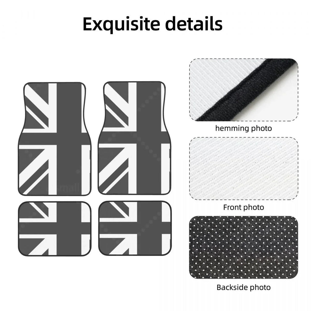 Custom Fit Car Floor Mats Front & Rear Set – Union Jack Flag Design – Non-Slip, Easy Clean FanzyMarket