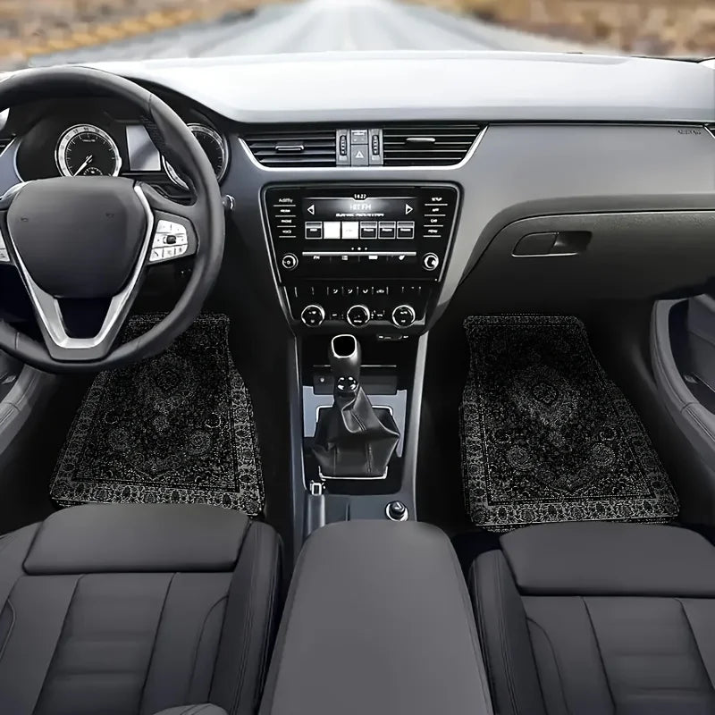 Bandana Print Rectangular Car Floor Mats - Synthetic Fiber Auto Interior Carpets FanzyMarket