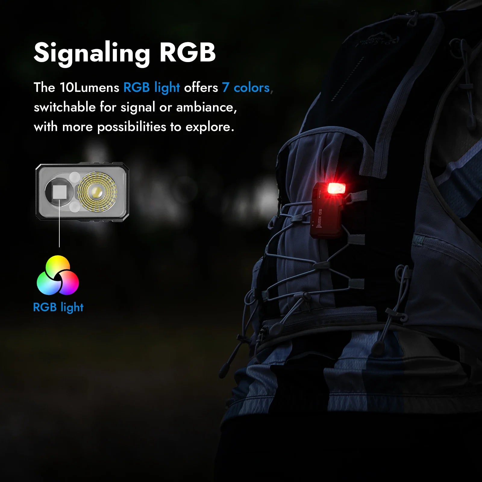 Rechargeable 400 Lumen EDC Mini LED Flashlight with RGB Light - Dual-Beam Portable Pocket Torch FanzyMarket