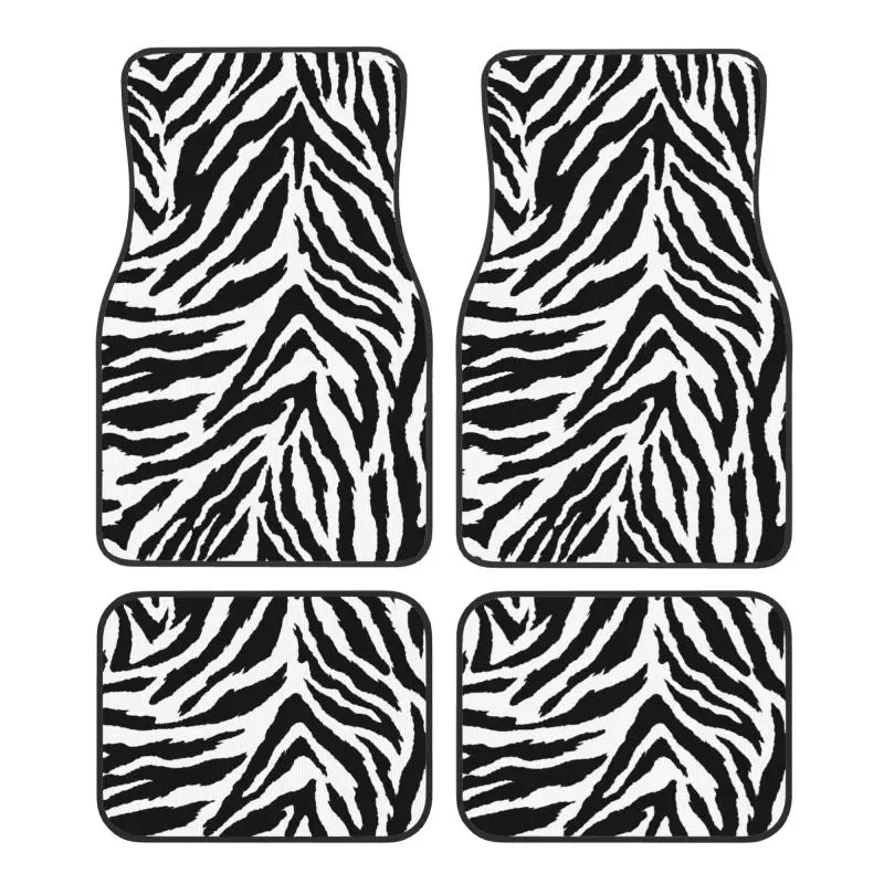 Zebra Stripe Car Floor Mats 4-Piece Non-Slip All-Weather Universal Mats for Sedan SUV FanzyMarket
