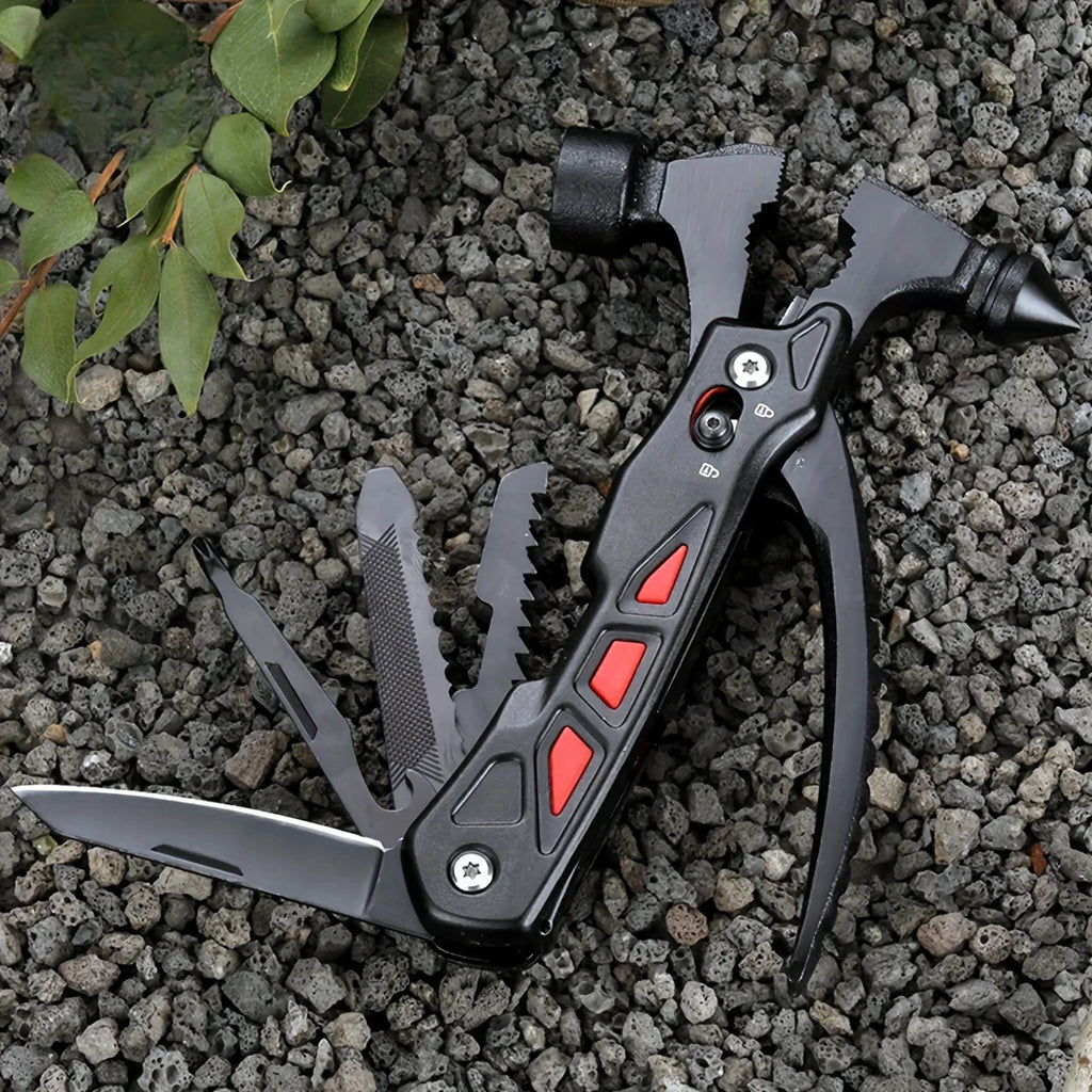 TrailMaster: Compact Multitool & Tactical Hammer THRIXINE