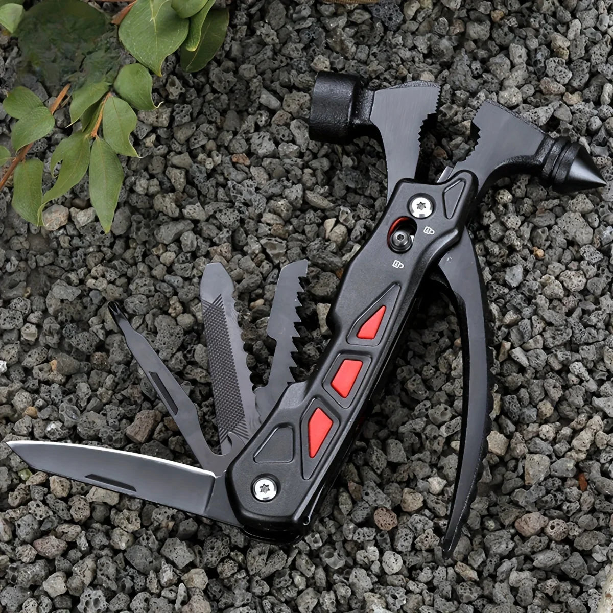 TrailMaster: Compact Multitool & Tactical Hammer THRIXINE