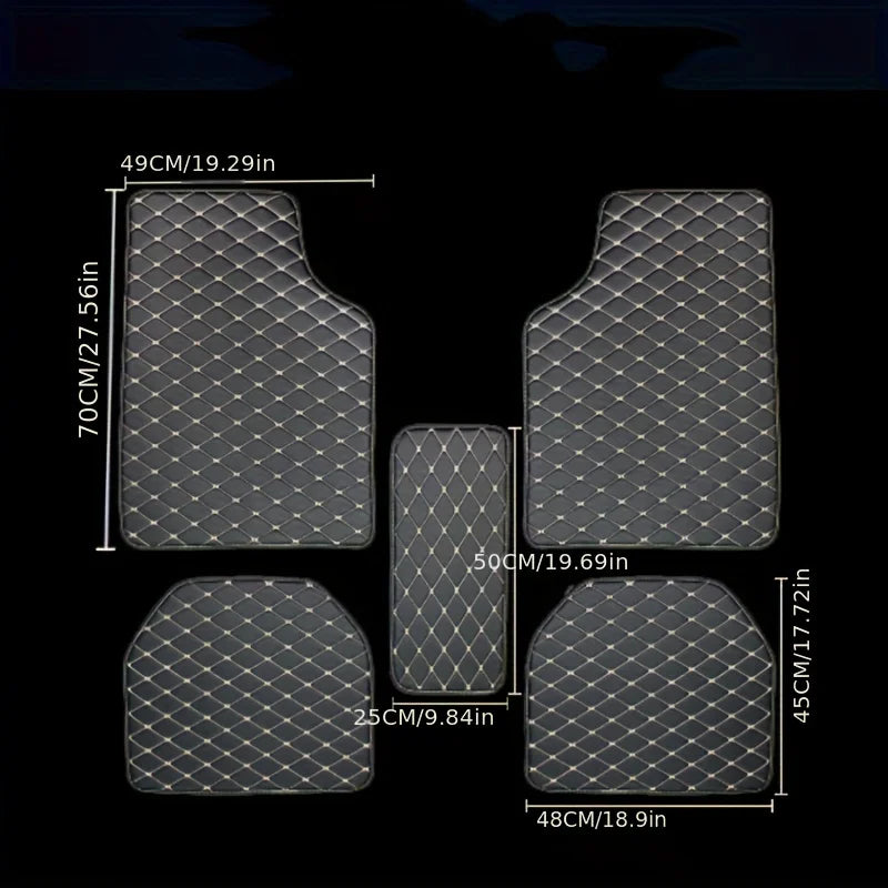 5Pcs Car Floor Mats PU Leather Waterproof Auto Foot Pad Protector pads Fashion Universal Car Carpet Cushion For All Seasons SMinvite, LLC