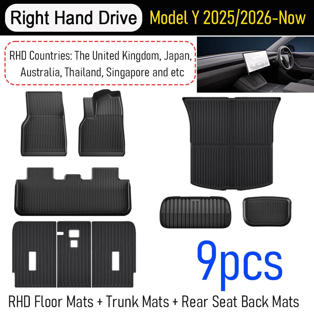 for Tesla Model Y Juniper 2025 2026 Car Floor Mats Cargo Liner Trunk Mats Backrest Kick Pads Protection Car Interior Accessories The Shopper Stop