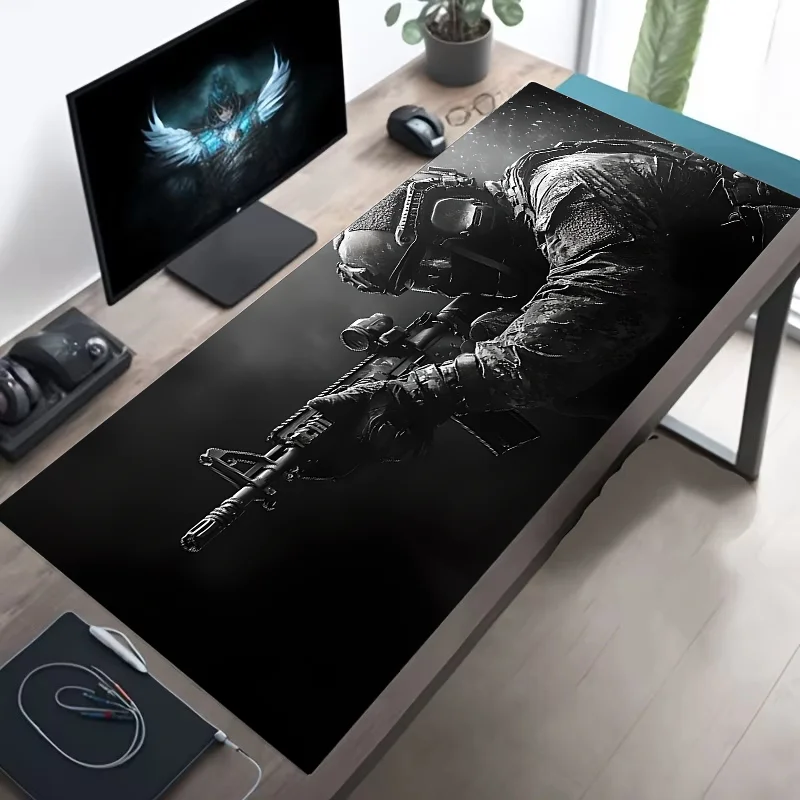 Large Tactical Soldier Mouse Pad – Non-Slip XXL Desk Mat with Stitched Edges, Gaming Accessories for FPS and Home Use WTN Essentials