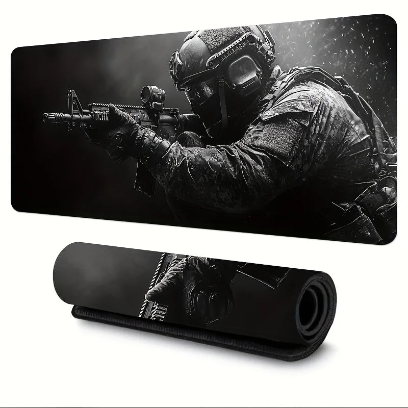 Large Tactical Soldier Mouse Pad – Non-Slip XXL Desk Mat with Stitched Edges, Gaming Accessories for FPS and Home Use WTN Essentials