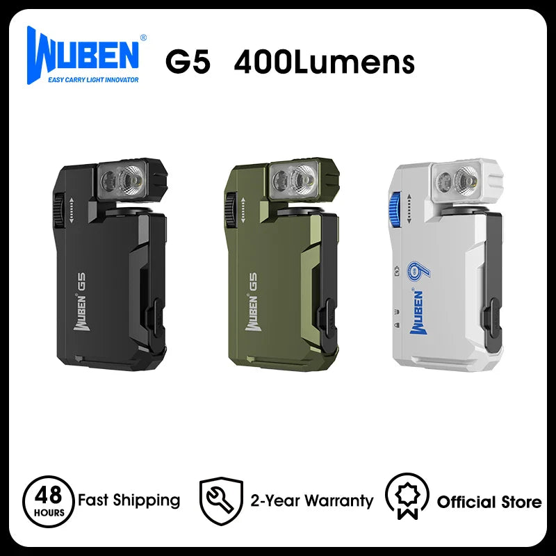 Rechargeable 400 Lumen EDC Mini LED Flashlight with RGB Light - Dual-Beam Portable Pocket Torch FanzyMarket