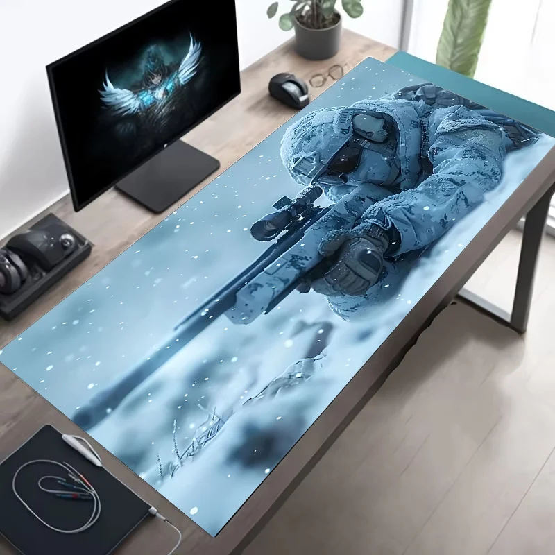 Large Tactical Soldier Mouse Pad – Non-Slip XXL Desk Mat with Stitched Edges, Gaming Accessories for FPS and Home Use WTN Essentials