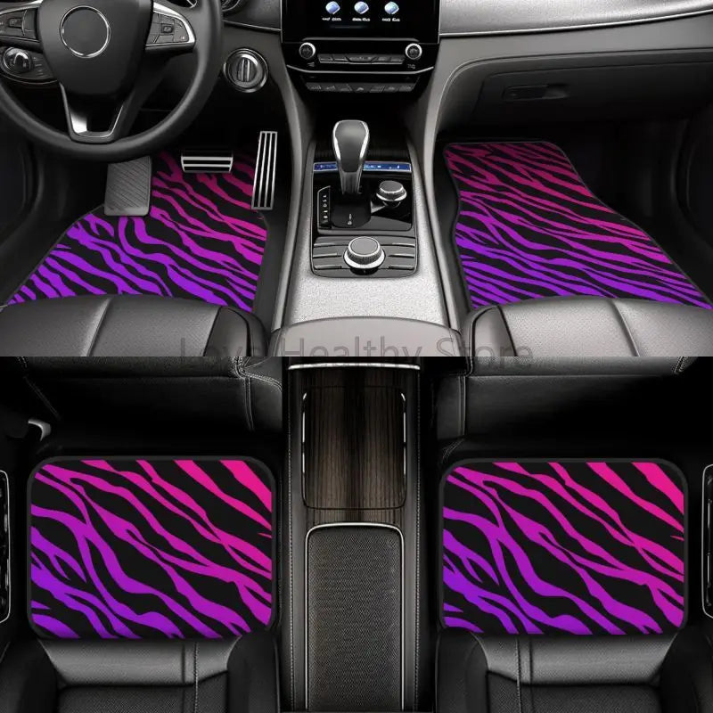 Zebra Stripe Car Floor Mats 4-Piece Non-Slip All-Weather Universal Mats for Sedan SUV FanzyMarket